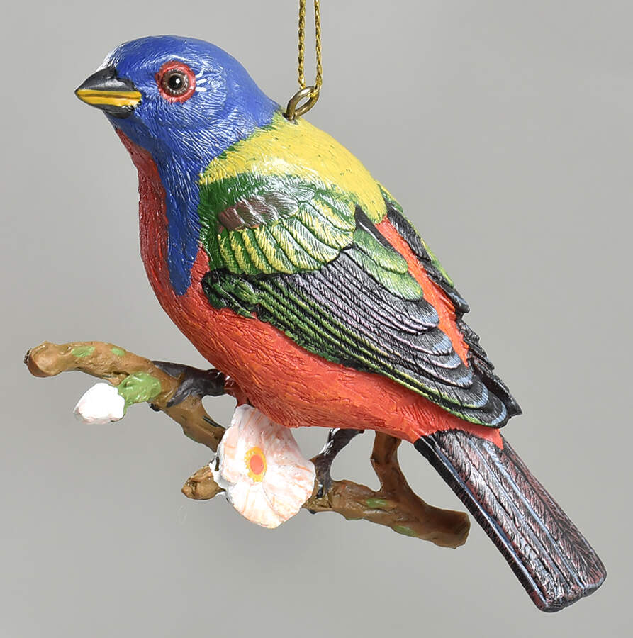 The Songbird Christmas Ornaments Painted Bunting - No Box by Danbury Mint-1