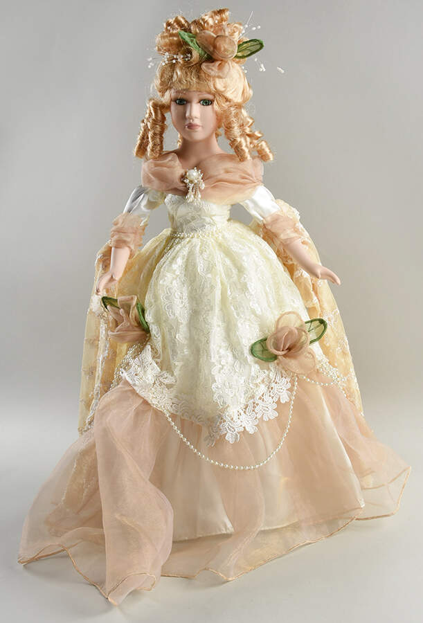 Collector's Choice Blonde Ivory Lace Tan Dress - Boxed by Dandee-1