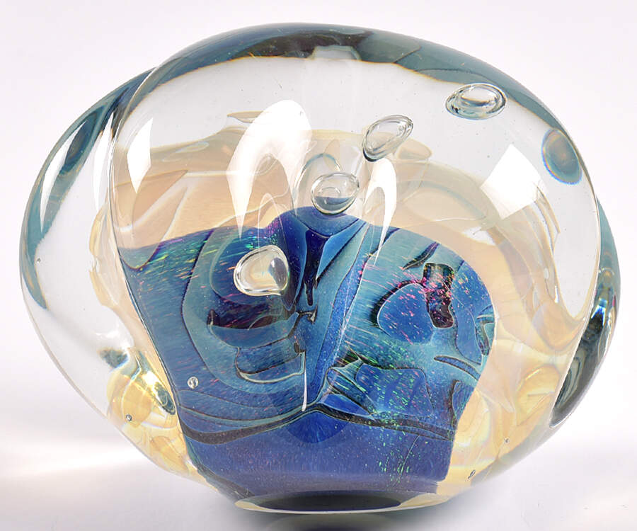 Eickholt Studios Crystal Paperweight Blues In Freeform Shape - No Box by Eickholt Studios-1