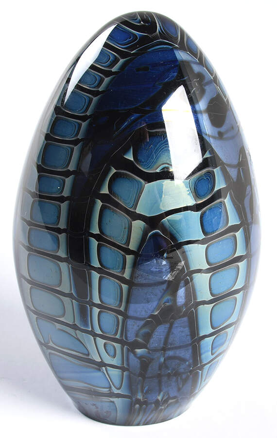 Eickholt Studios Crystal Paperweight Egg-Blue Reptile-Like Design - No Box by Eickholt Studios-1