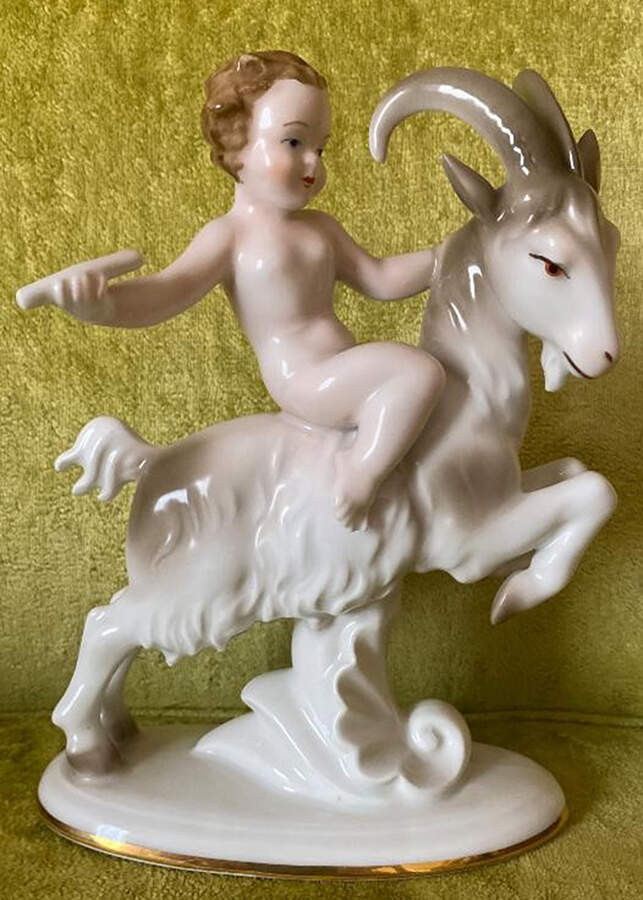 ERPhila Figurine Cherub Riding Goat - No Box by Eberling & Reuss-1