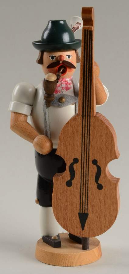 Wooden Smokers Musician With Bass - No Box by Erzgebirge-1
