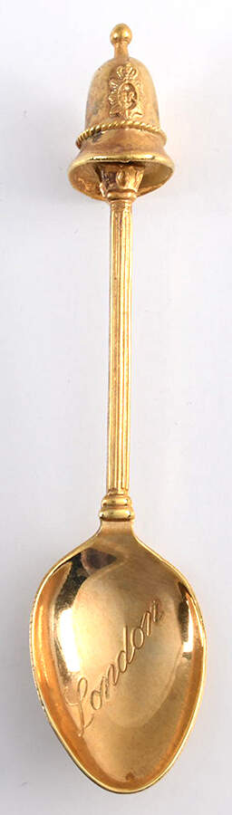 Goldplated Souvenir Spoons Bobby Helmet London - No Box by Exquisite Ej Ltd-1