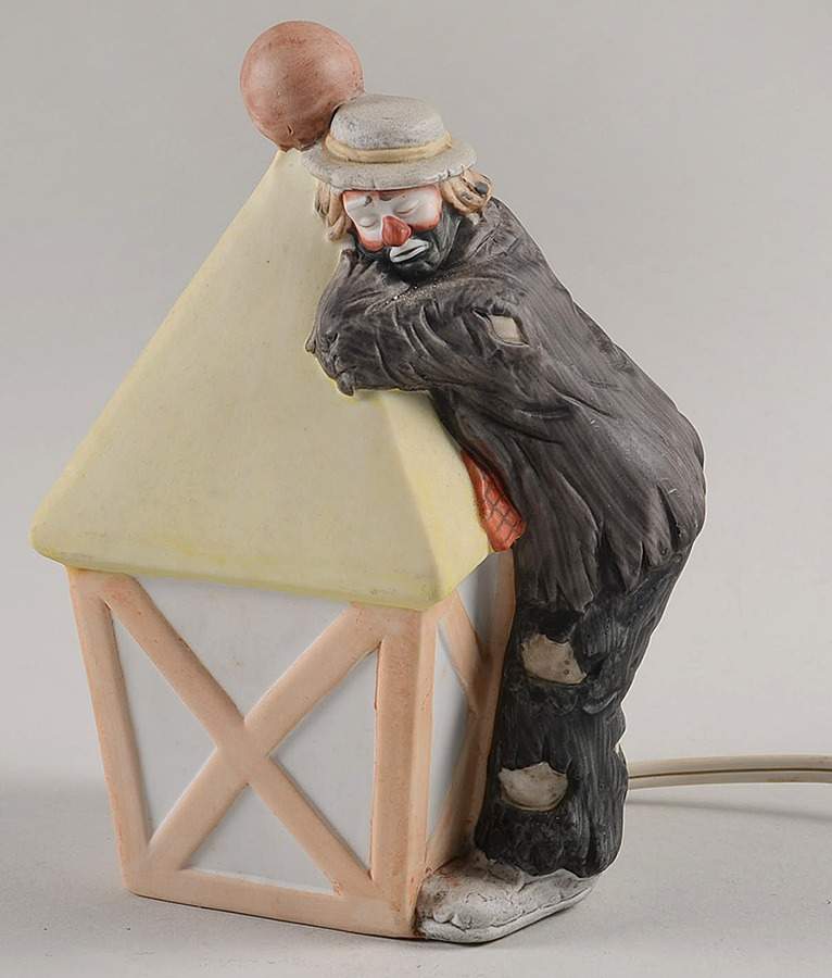 Emmett Kelly Jr Collection Mniatures Ekj Bisque Lamp - Boxed by Flambro-1