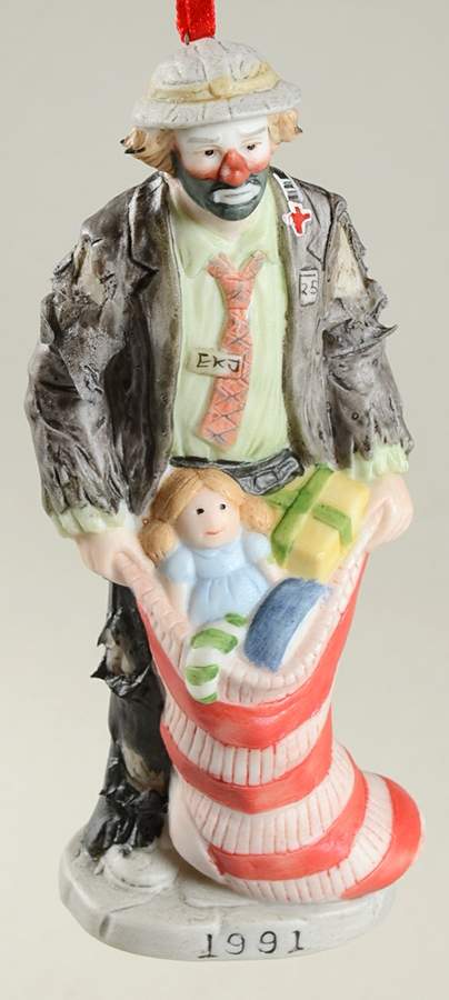 Emmett Kelly Jr Ornaments Ekj W/ Stocking And Toys - Boxed by Flambro-1