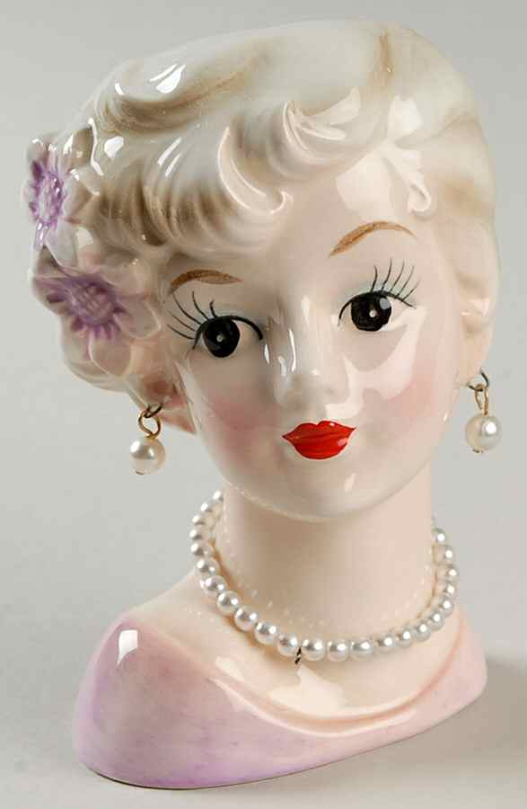 Caffco Head Vases Lady Blonde  Pink Dress - No Box by Caffco-1