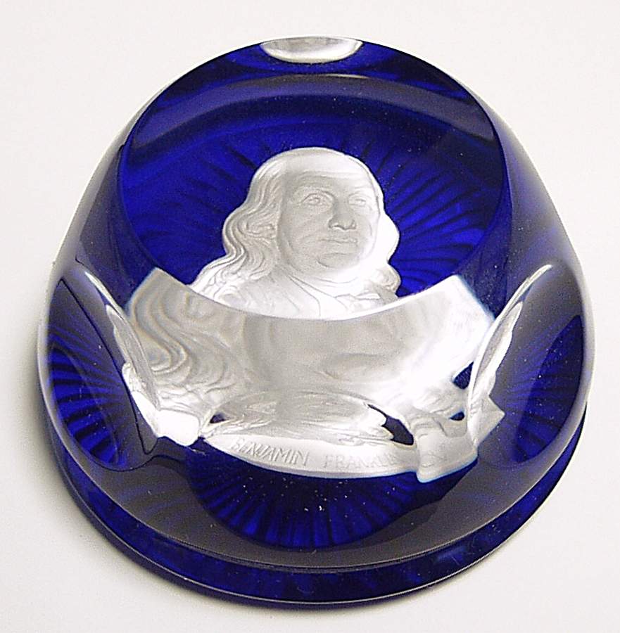 Cameos In Crystal-Bicentennial Benjamin Franklin - No Box by Franklin Mint-1
