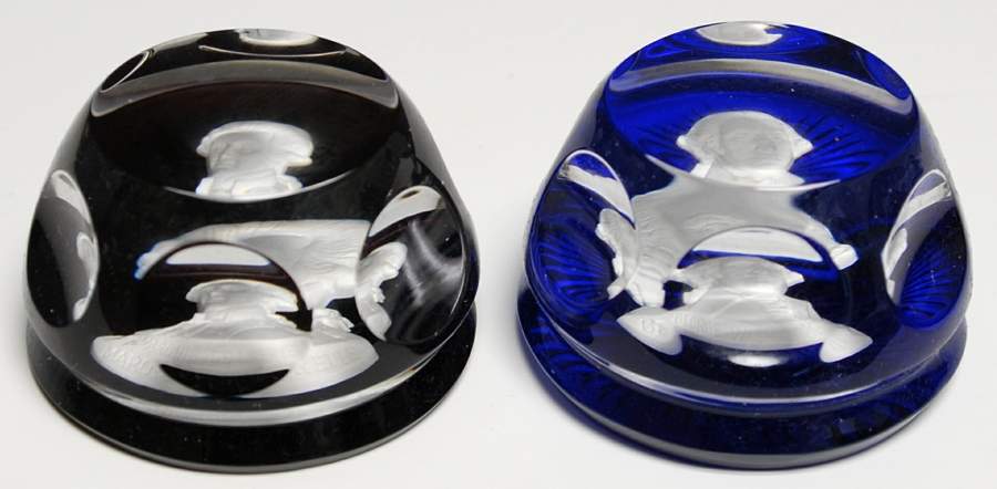 Cameos In Crystal-Bicentennial Washington & Lafayette Set Of 2 - With Box by Franklin Mint-1