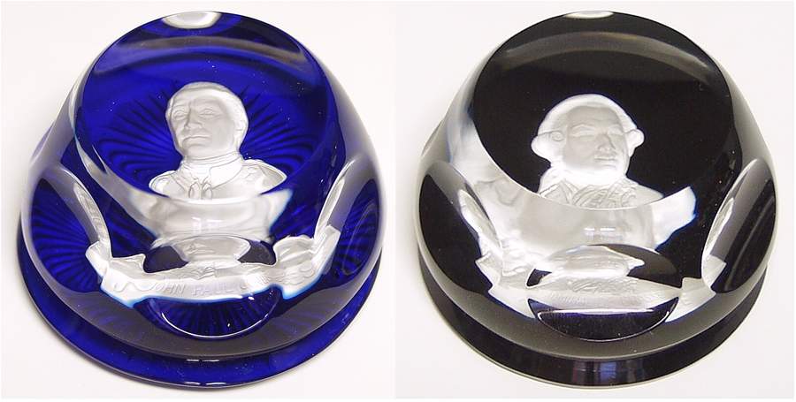 Cameos In Crystal-Bicentennial Jones & De Grasse Set Of 2 - Boxed by Franklin Mint-1