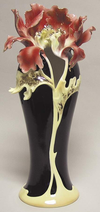 Striking Vermillion Peony Vase - Boxed by Franz Collection-1