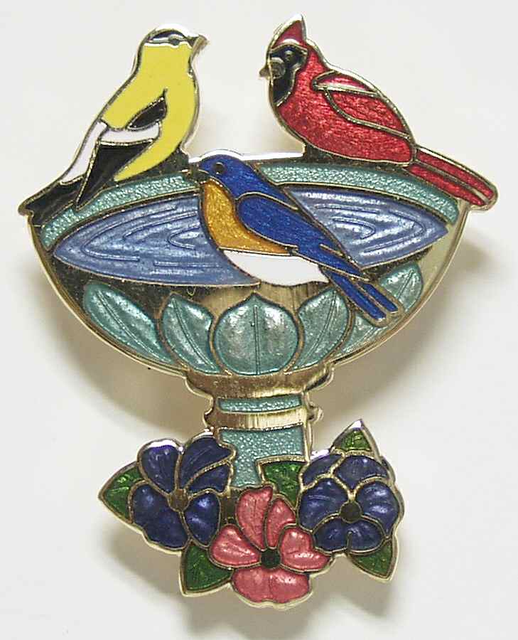 Fine Enamels Jewelry Birdbath & Birds - Boxed by Fine Enamels-1