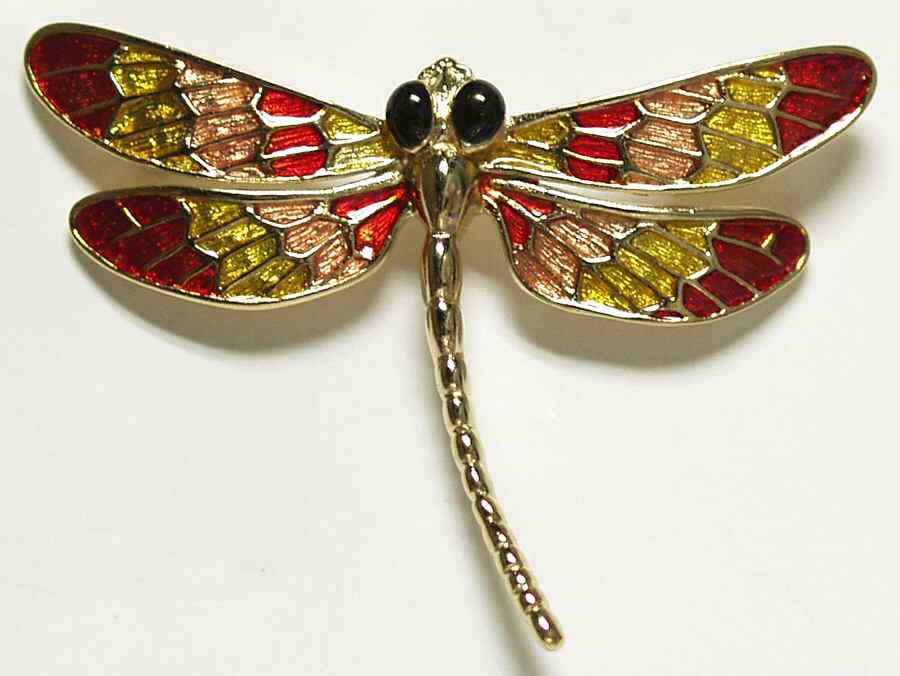 Fine Enamels Jewelry Dragonfly-Goldplate Orange - Boxed by Fine Enamels-1