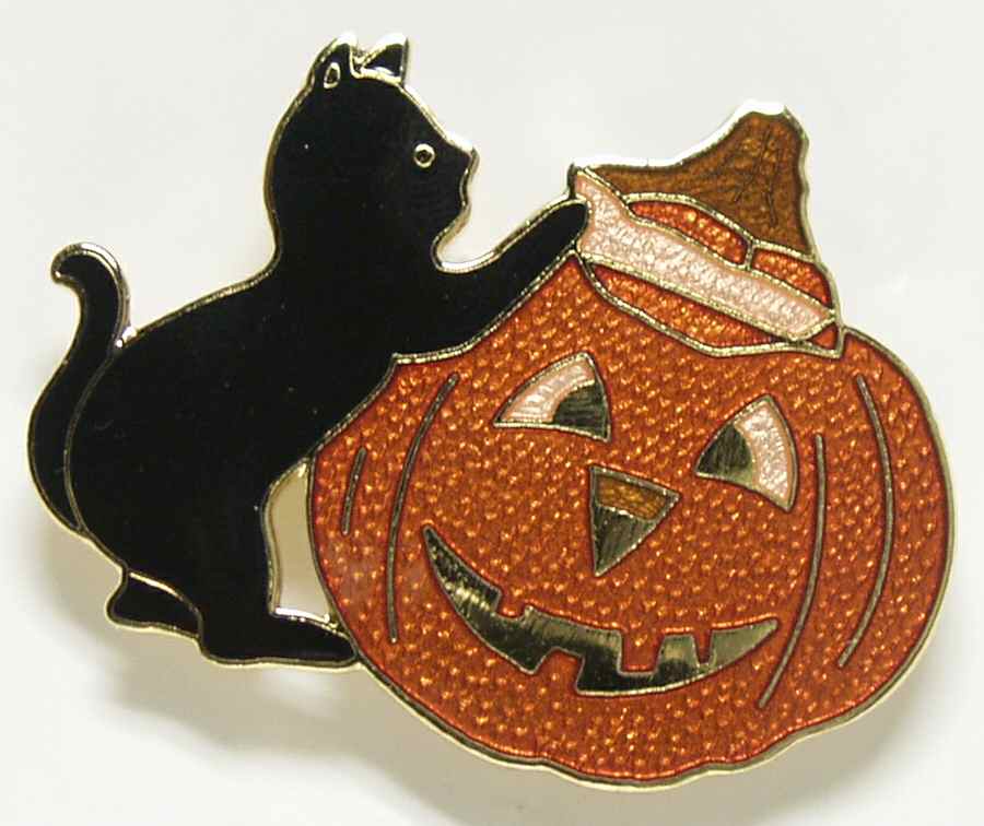 Fine Enamels Jewelry Pumpkin & Cat Halloween - Boxed by Fine Enamels-1
