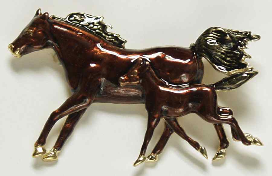 Fine Enamels Jewelry Horse & Foal Chestnut - Boxed by Fine Enamels-1