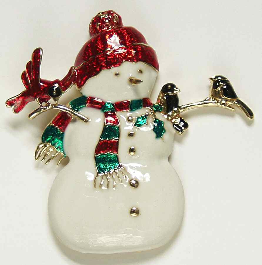 Fine Enamels Jewelry Loving Snowman & Bird - Boxed by Fine Enamels-1