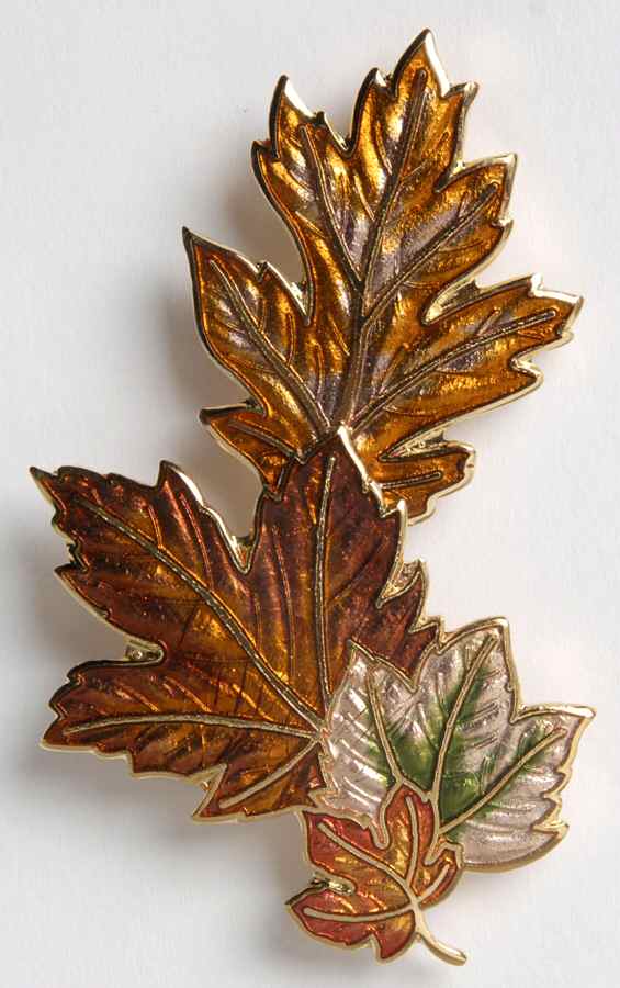 Fine Enamels Jewelry Fall Leaf-Gold & Brown - No Box by Fine Enamels-1
