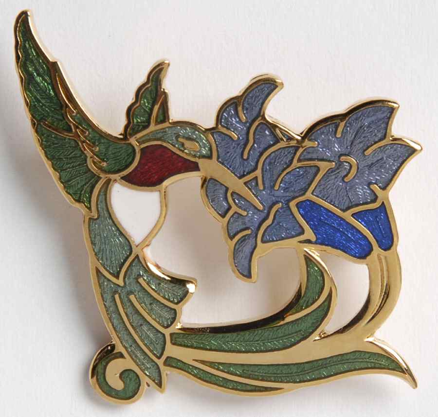 Fine Enamels Jewelry Hummingbird & Blue Flowers - No Box by Fine Enamels-1