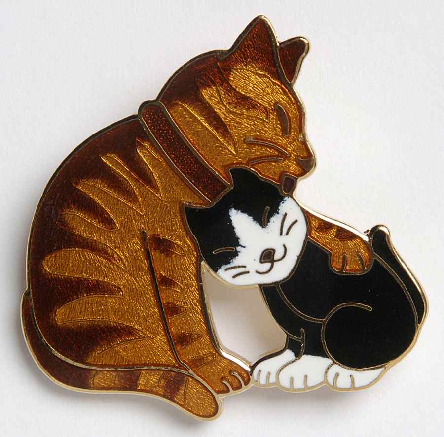 Fine Enamels Jewelry Cat & Kitten-Ginger - No Box by Fine Enamels-1
