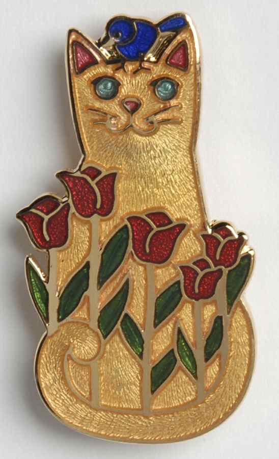 Fine Enamels Jewelry Cat With Flowers-Ginger - No Box by Fine Enamels-1