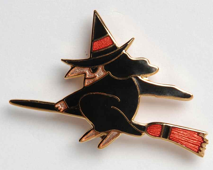 Fine Enamels Jewelry Witch On Broom - No Box by Fine Enamels-1