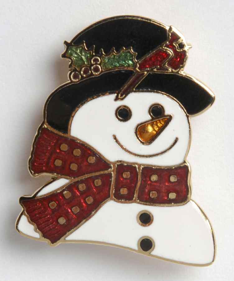 Fine Enamels Jewelry Snowman Face-Red Scarf - No Box by Fine Enamels-1