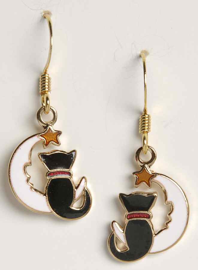 Fine Enamels Jewelry Black Cat On Moon - No Box by Fine Enamels-1