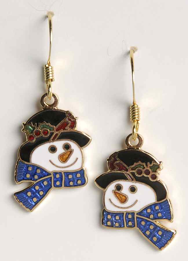 Fine Enamels Jewelry Snowman Face-Blue Scarf - No Box by Fine Enamels-1
