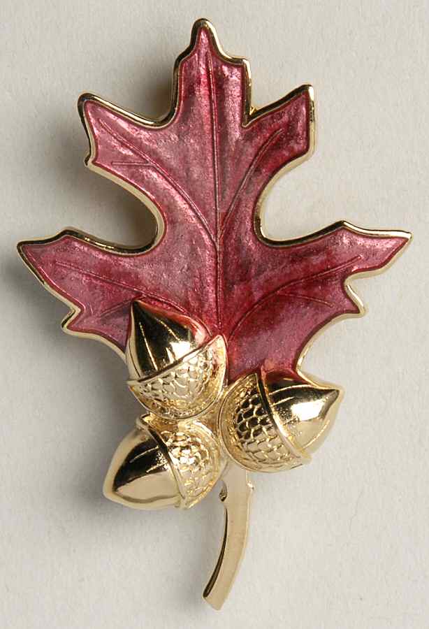 Fine Enamels Jewelry Oak Leaf & Acorn-Red - No Box by Fine Enamels-1