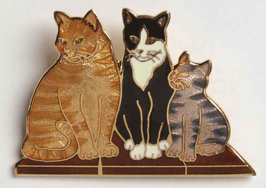 Fine Enamels Jewelry Three Cats - No Box by Fine Enamels-1