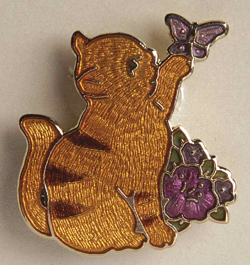 Fine Enamels Jewelry Cat With Butterfly-Ginger - No Box by Fine Enamels-1