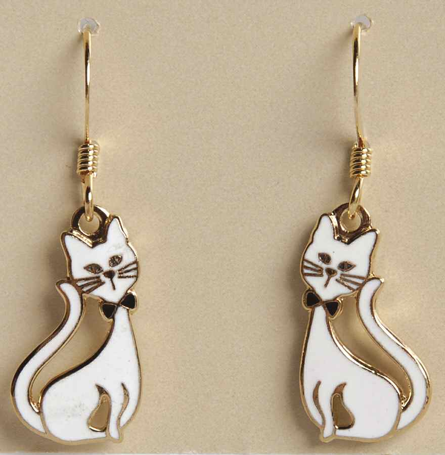 Fine Enamels Jewelry Cat With Bowtie-White - No Box by Fine Enamels-1