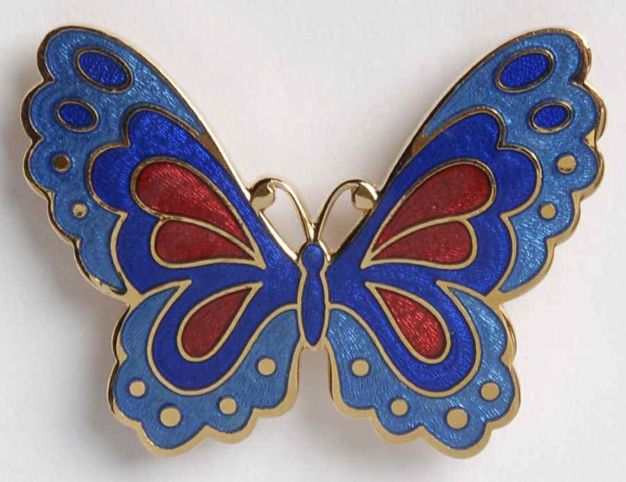 Fine Enamels Jewelry Butterfly-Blue & Red - No Box by Fine Enamels-1