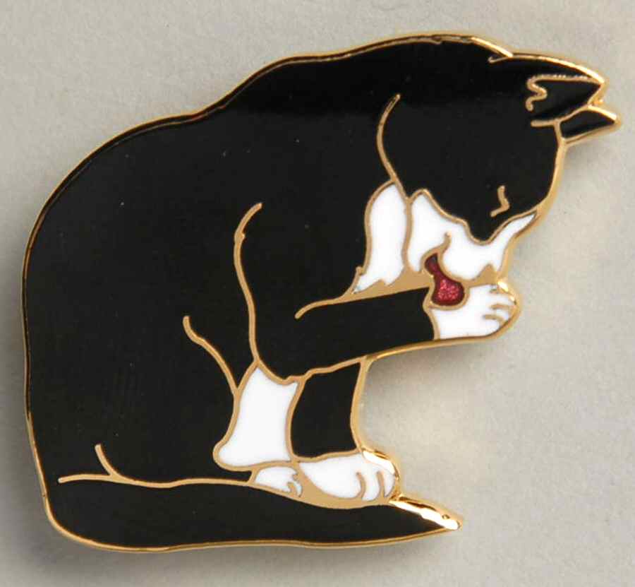 Fine Enamels Jewelry "Preening" Cat-Black - No Box by Fine Enamels-1