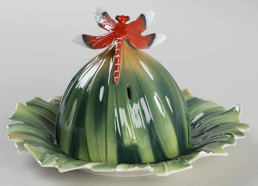 Rain Forest Little Dwellers Dragonfly-Butter Dish With Cover - No Box by Franz Collection-1