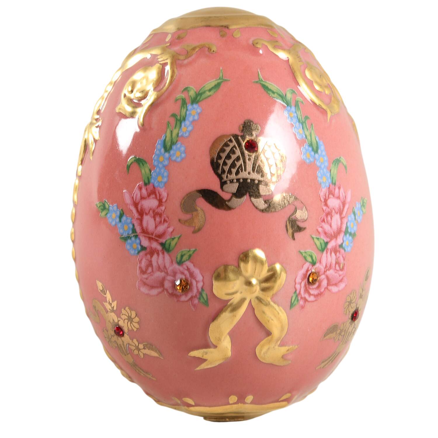 Faberge Imperial Jeweled Egg Collection Coronation Crown-Salmon - No Box by Franklin Mint-1