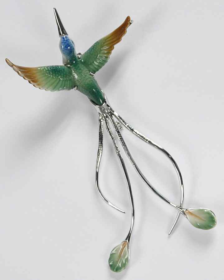 Franz Jewelry Long Tail Hummingbird Pin - Boxed by Franz Collection-1