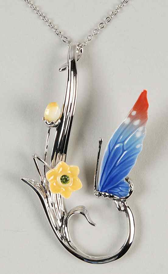 Franz Jewelry Butterfly & Daffodil Pendant - Boxed by Franz Collection-1