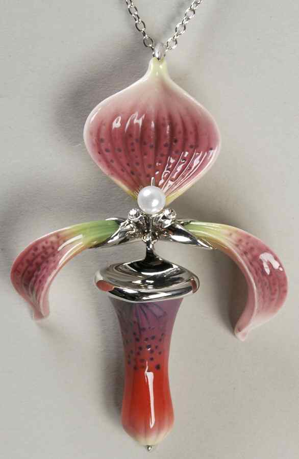 Franz Jewelry Lady Slipper Orchid Necklace - Boxed by Franz Collection-1