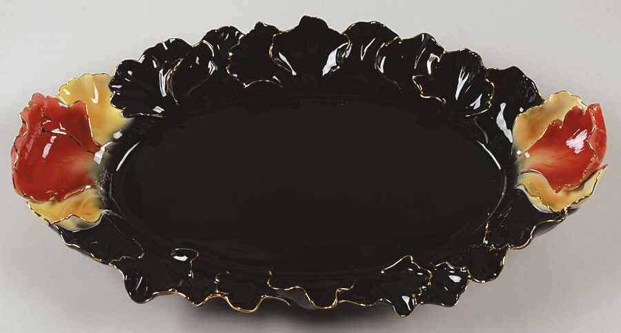 Striking Vermillion Peony Platter - No Box by Franz Collection-1