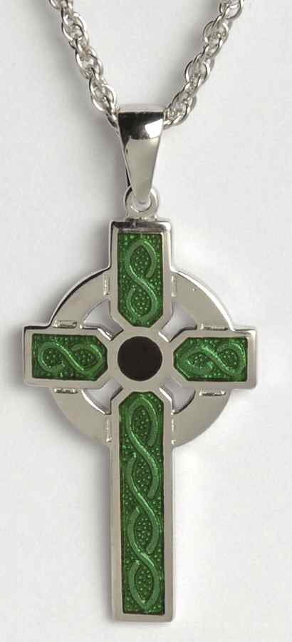 Fine Enamels Sterling Celtic Cross-Green - No Box by Fine Enamels-1