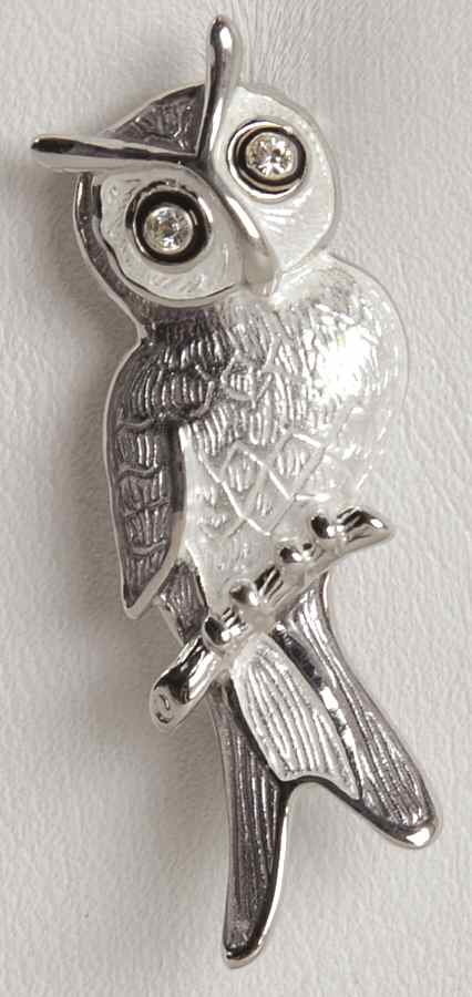 Fine Enamels Sterling Silver Owl-White - With Box by Fine Enamels-1