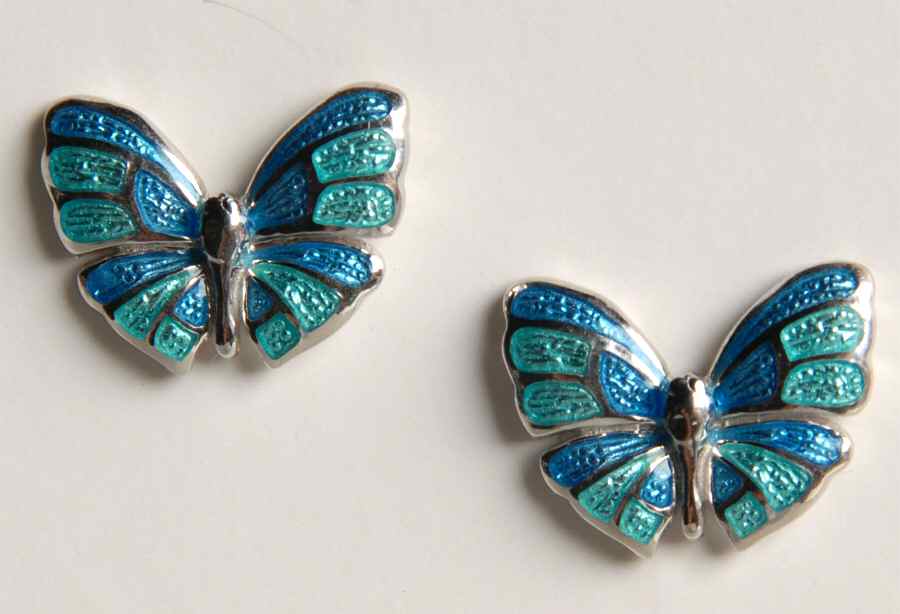 Fine Enamels Sterling Butterfly-Turquoise Plique A Jour - Boxed by Fine Enamels-1