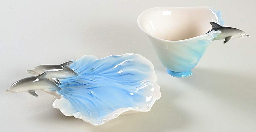 Jumping Dolphin Cup & Saucer Set - With Box by Franz Collection-1