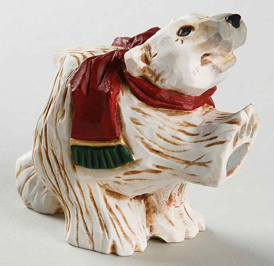 David Frykman Figurines Paw Raised Bear-Red Scarf - Boxed by Frykman-1