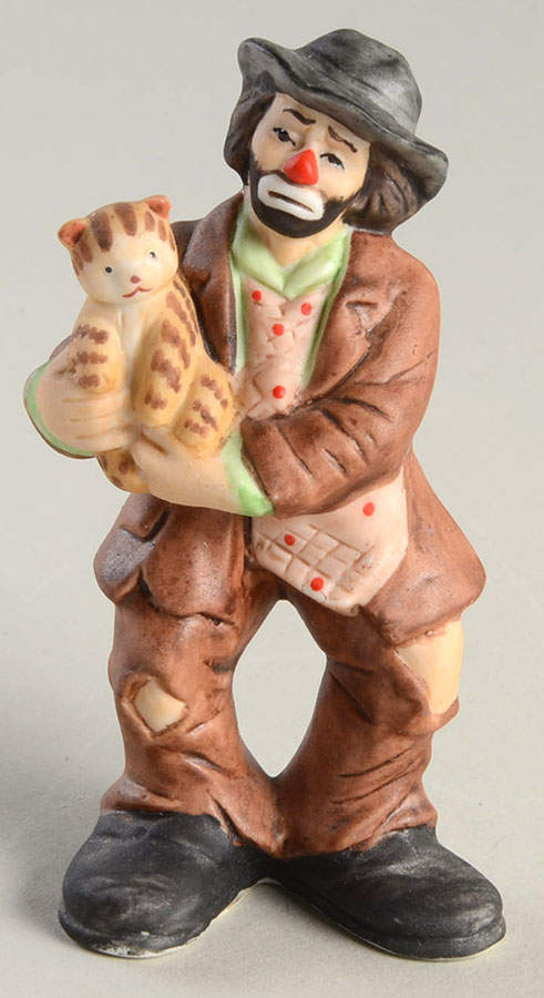 Emmett Kelly Jr Collection Mniatures Standing With Cat In Arms - Boxed by Flambro-1