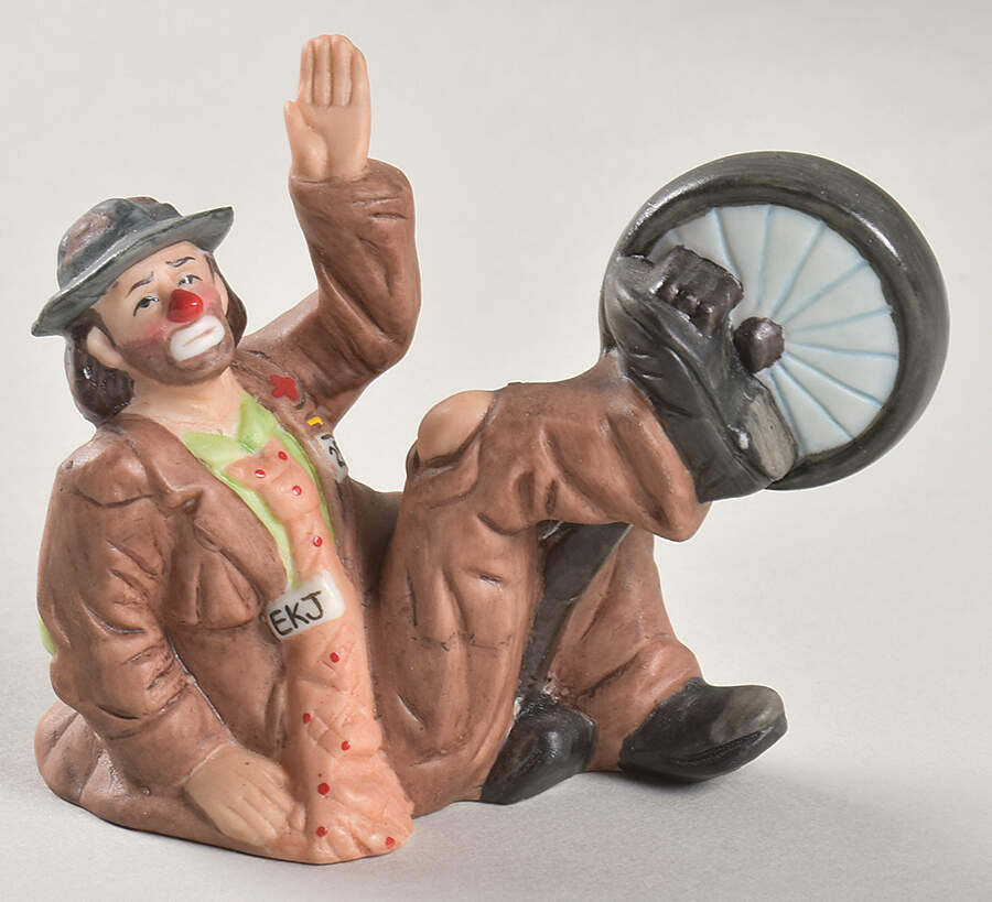 Emmett Kelly Jr Collection Mniatures Black Unicycle-Sitting - No Box by Flambro-1