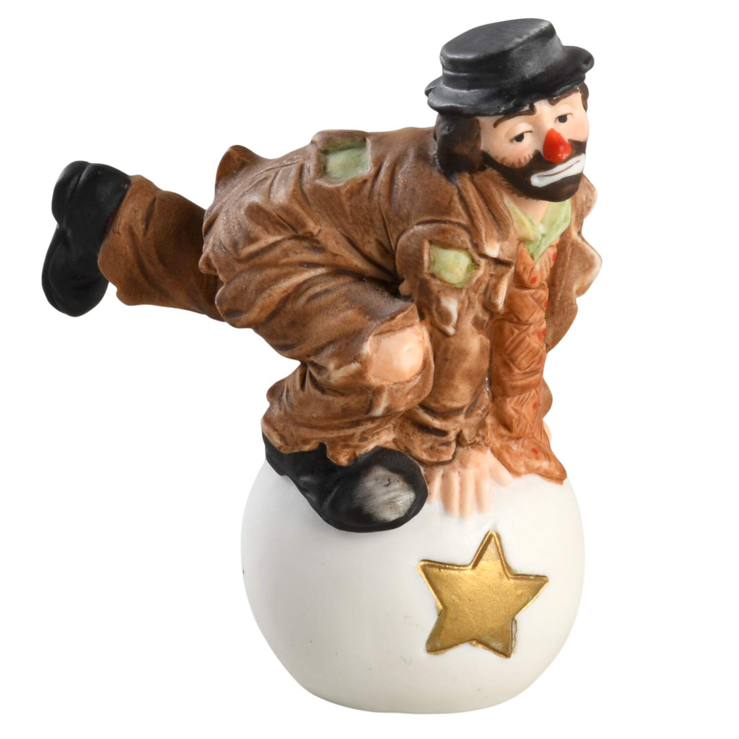 Emmett Kelly Jr Collection Mniatures On Ball-One Leg Up/Black Hat - Boxed by Flambro-1