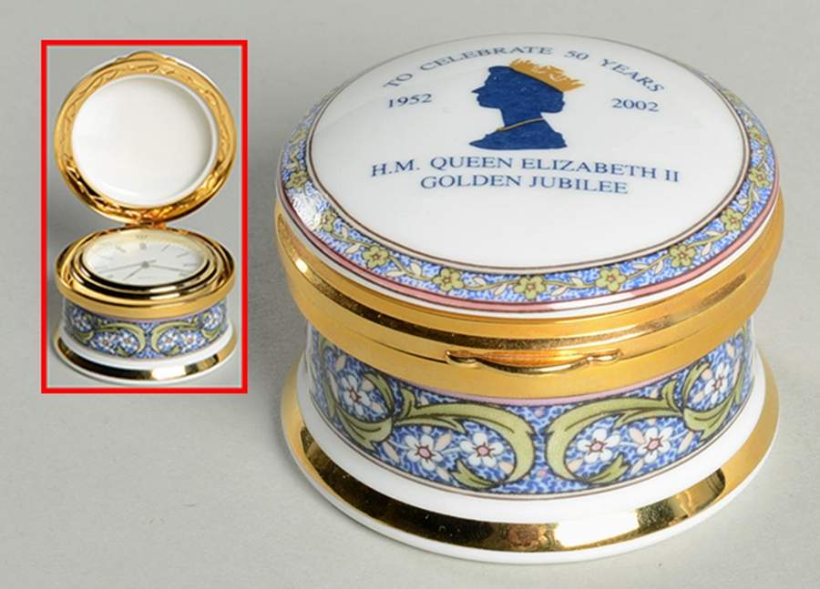 Royalty Giftware Elizabeth Ii Golden Jubilee Clock/Box - Boxed by Falcon China-1