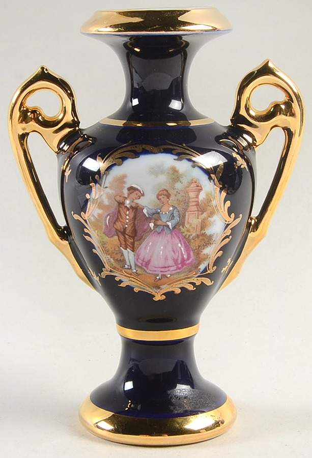 Limoges Miniatures Vase-Victorian Couple - No Box by Fontanille & Marraud-1