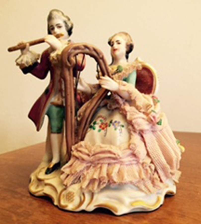 Dresden Lace Figurines Musical Couple - No Box by Frankenthal-1